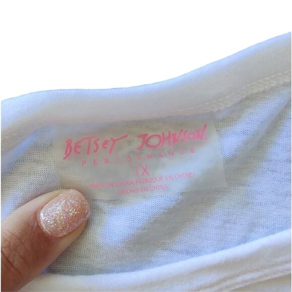 Betsey Johnson Love Varsity Boyfriend Tee White, Size 1X, Pride 2023 - Picture 9 of 12